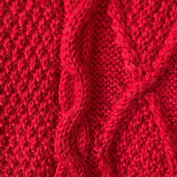 {Hand Knit} Wool Cable Pattern Sweater Jacket - Picture 3 of 6